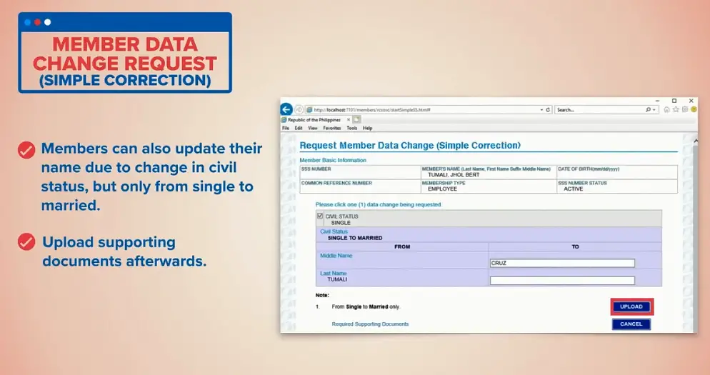 How to submit a Member Data Change Request (Simple Correction) - SSS ...